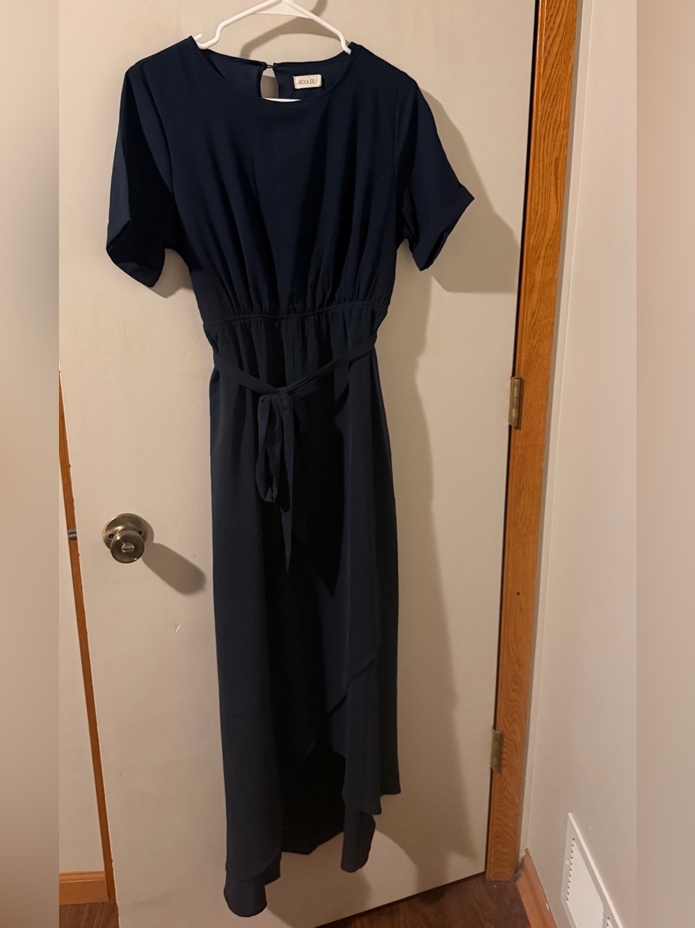 Roolee Navy Tie-Waist Maxi Dress